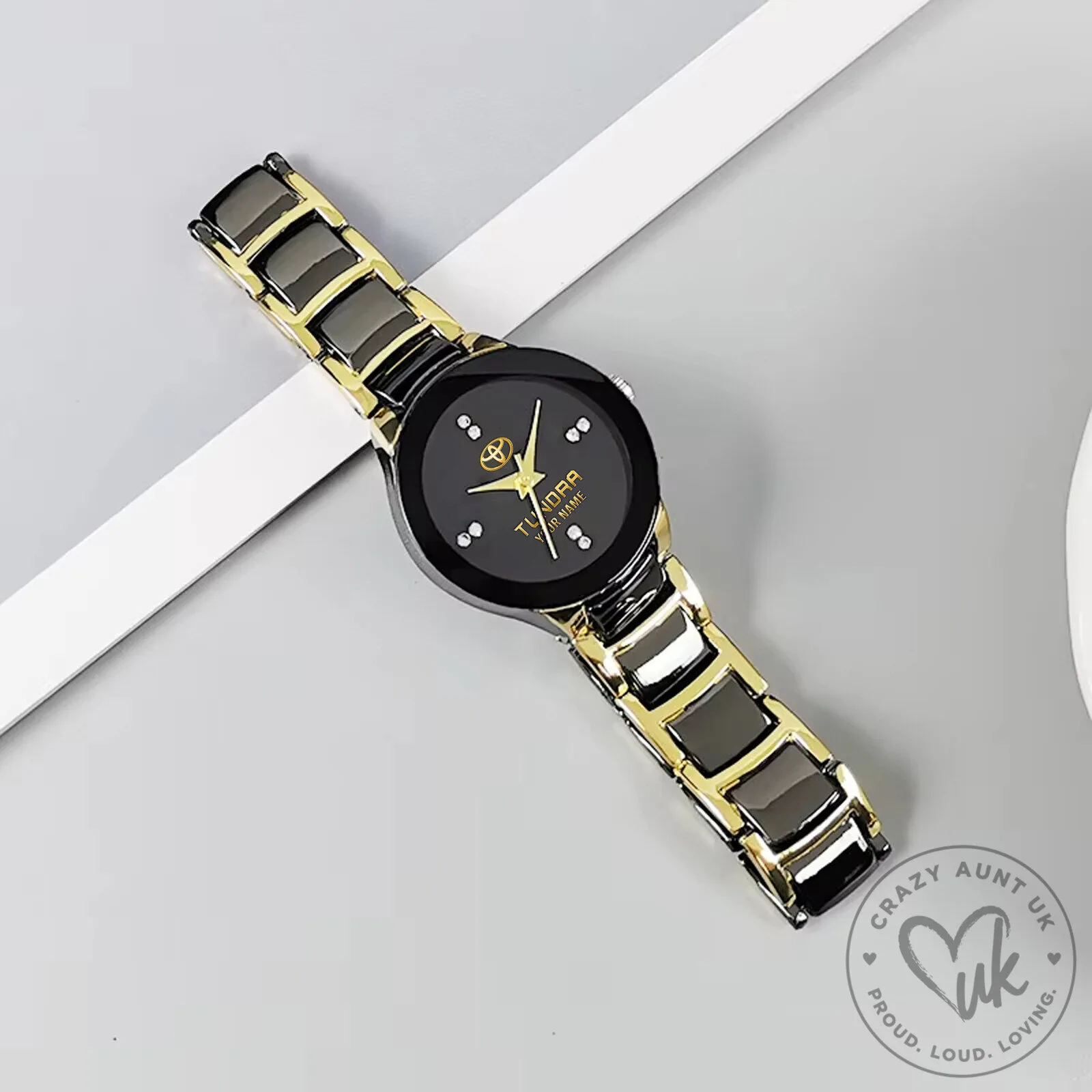 Toyota Tundra Custom Name Black and Gold Stainless Steel Quartz Watch 11 Toyota Tundra Custom Name Black and Gold Stainless Steel Quartz Watch