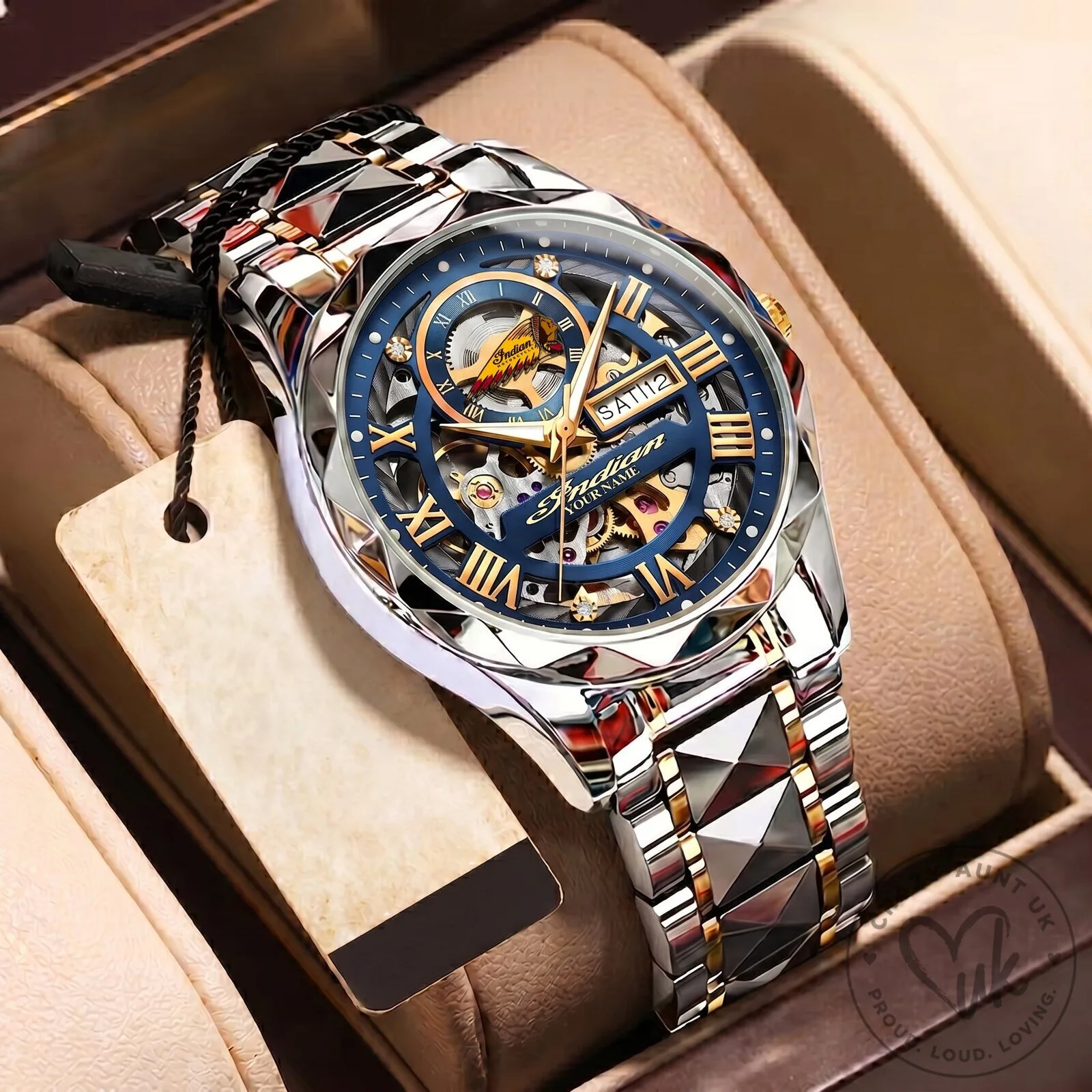Elegant Fashion Design Automatic Mechanical Skeleton Watch for Men