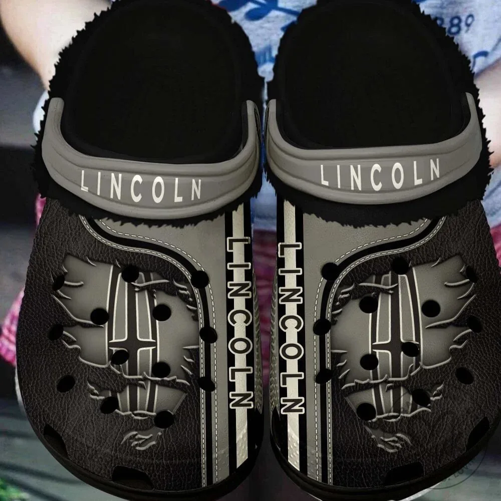 Lincoln Car Logo Black and Grey Classic Casual Crocs Shoes
