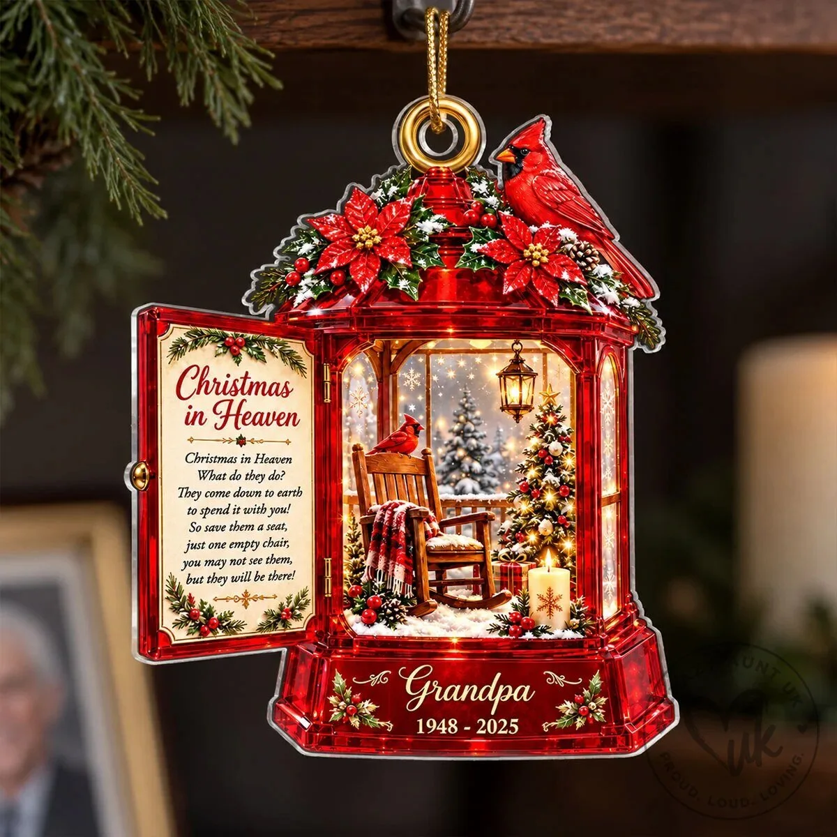 Christmas In Heaven Cardinal Memorial Personalized Acrylic Ornament 1 Christmas In Heaven Cardinal Memorial Personalized Acrylic Ornament