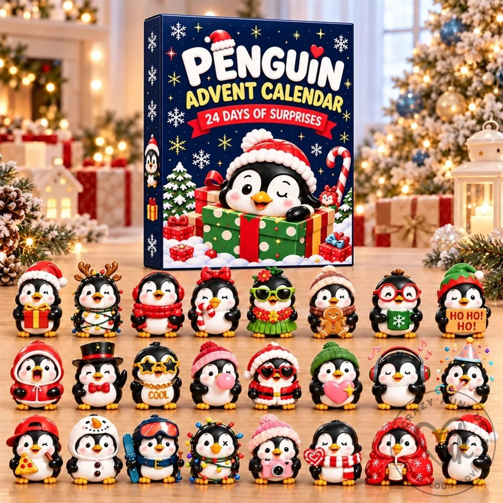 Christmas Penguin Advent Calendar 24 Days of Surprise Figurines Holiday Gift