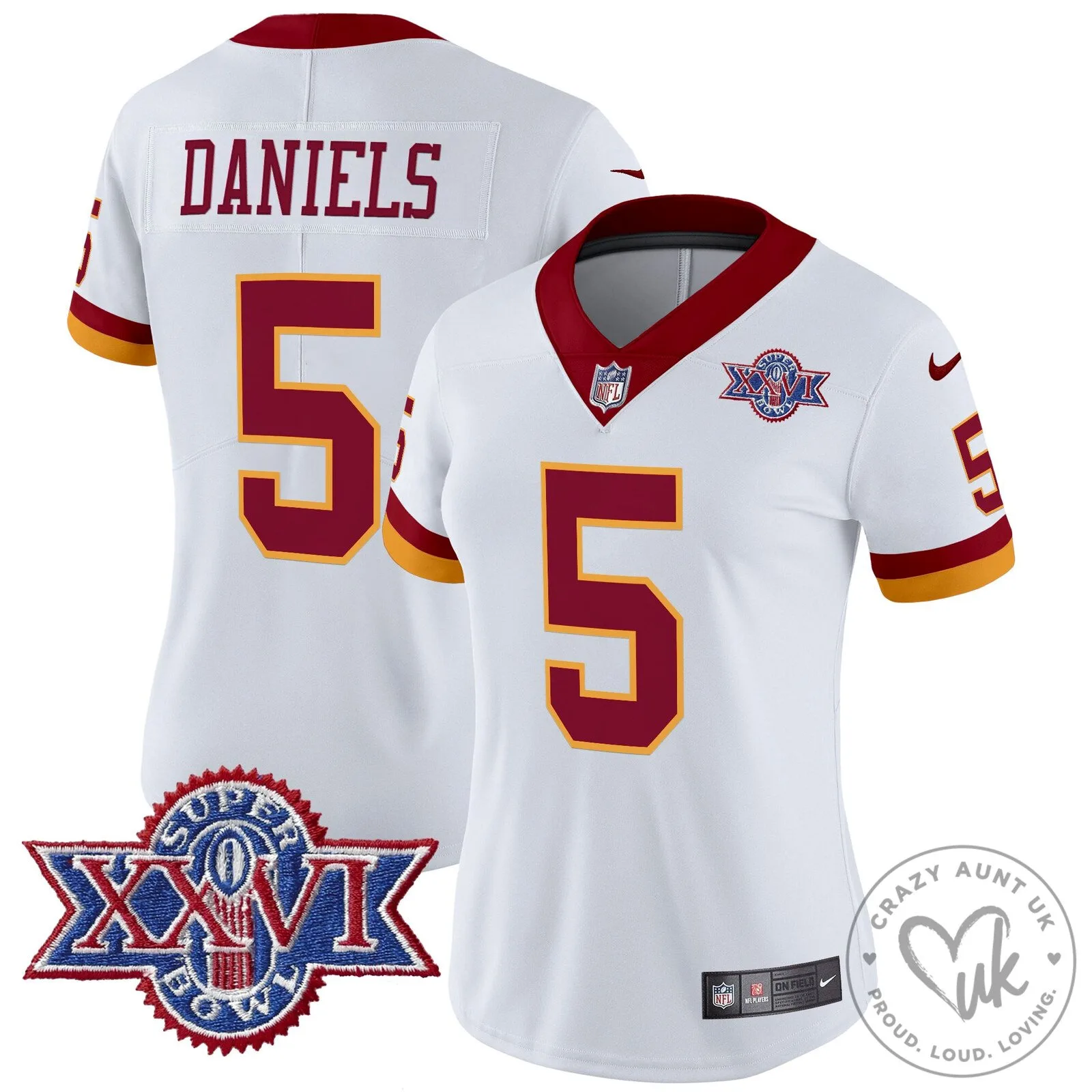 Super Bowl XXVI 1992 Washington Redskins Daniels Football Jersey