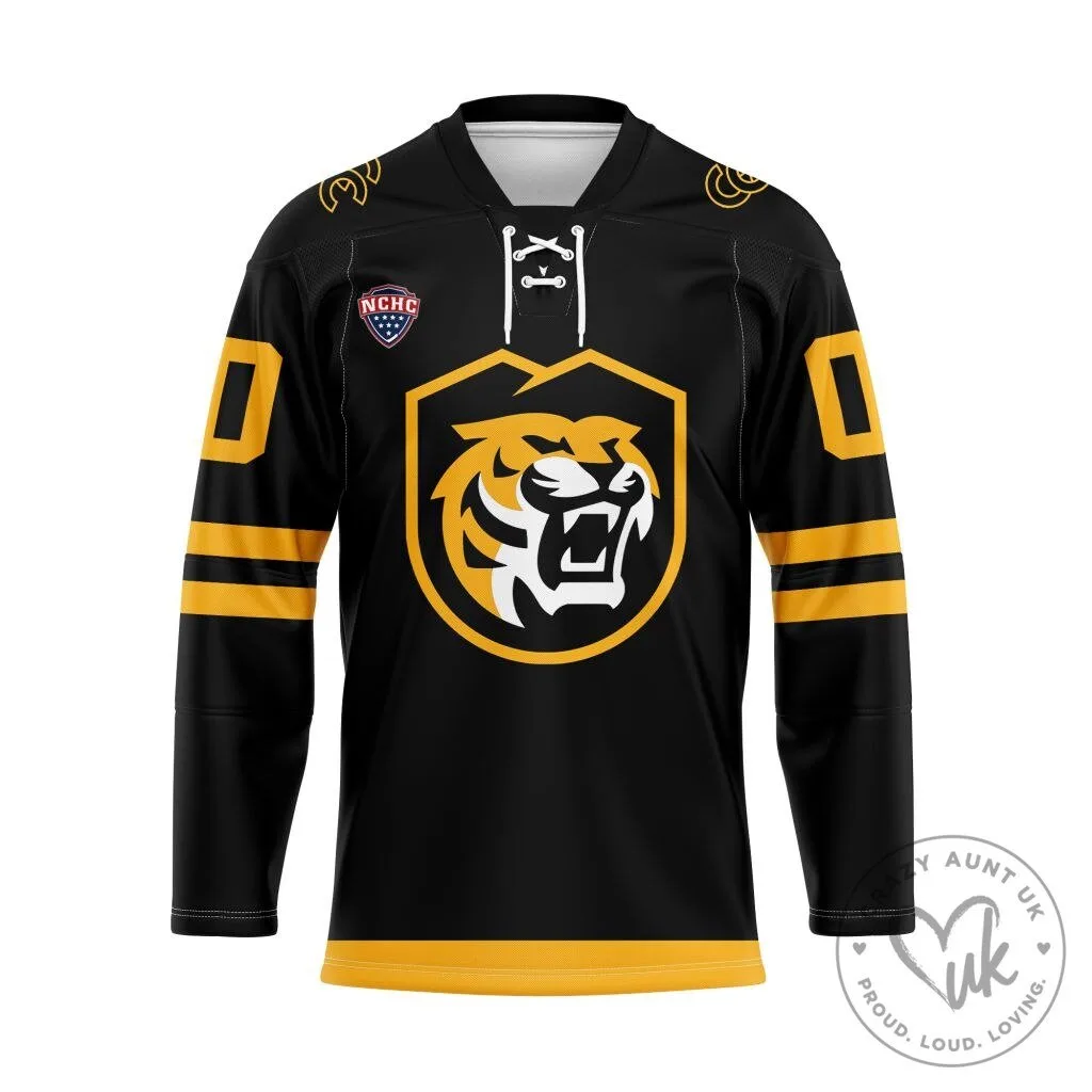Colorado College Tigers NCHC Black Lace-Up Hockey Jersey