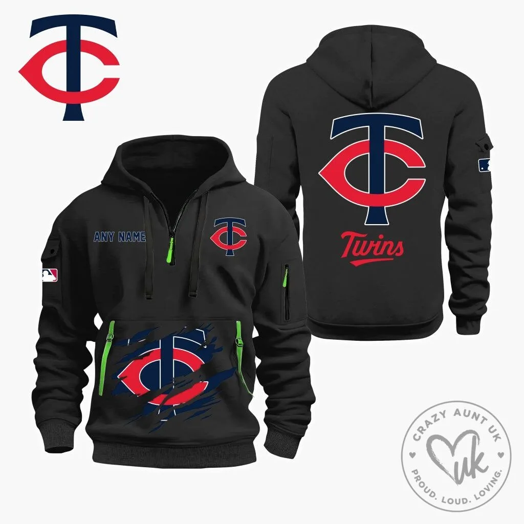 Minnesota Twins Personalized Name Quarter Zip Hoodie