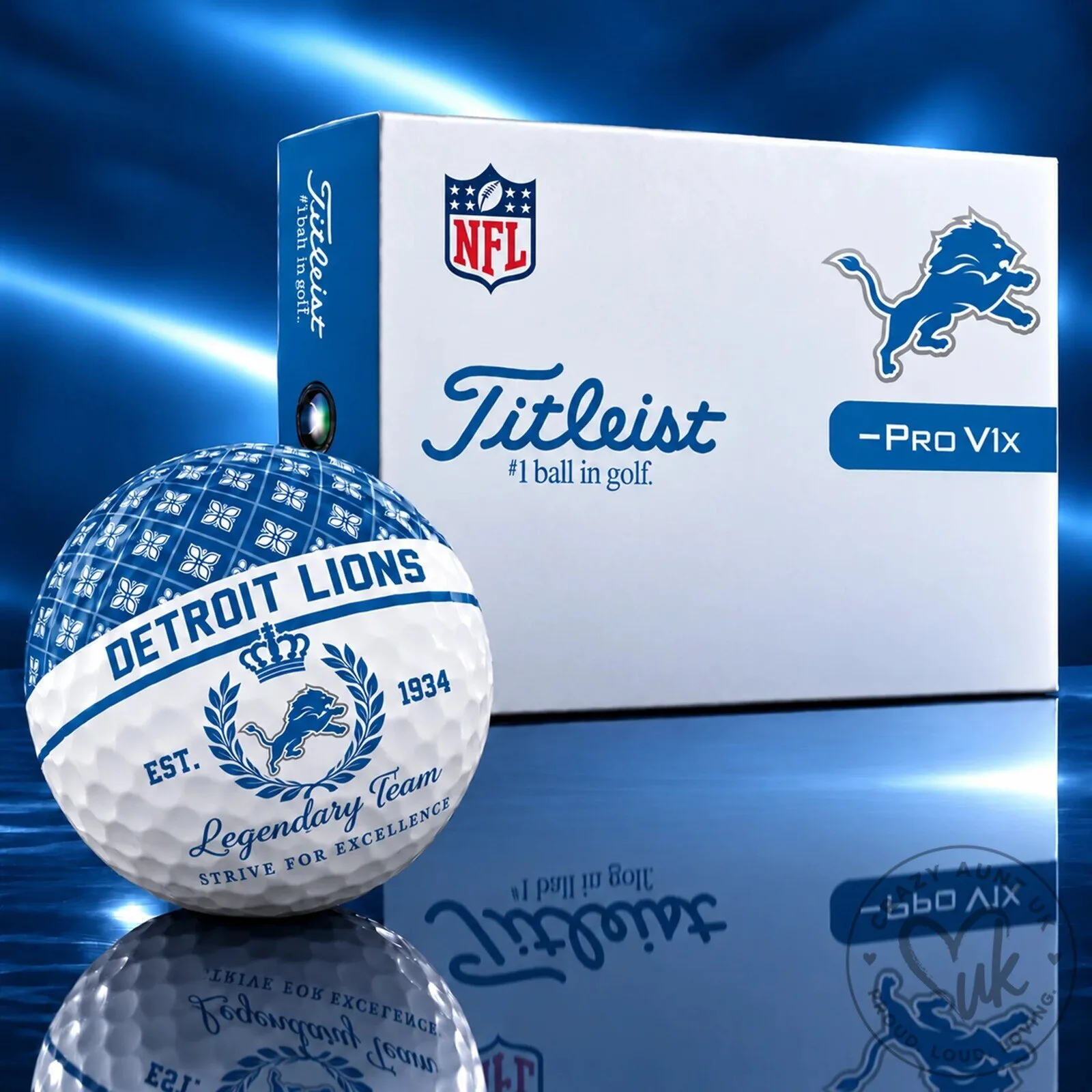 Detroit Lions NFL Legendary Team Titleist Pro V1x Golf Ball