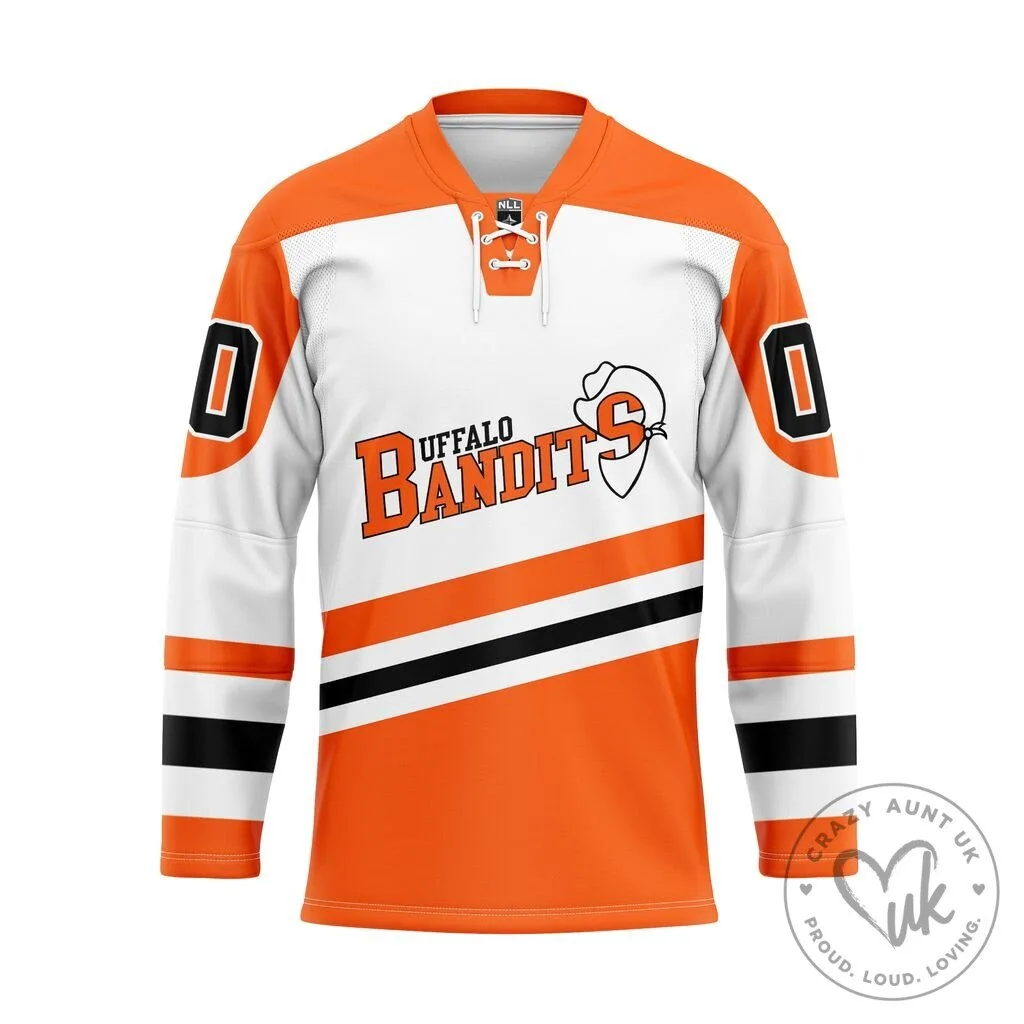 Buffalo Bandits White and Orange National Lacrosse League Hockey Jersey