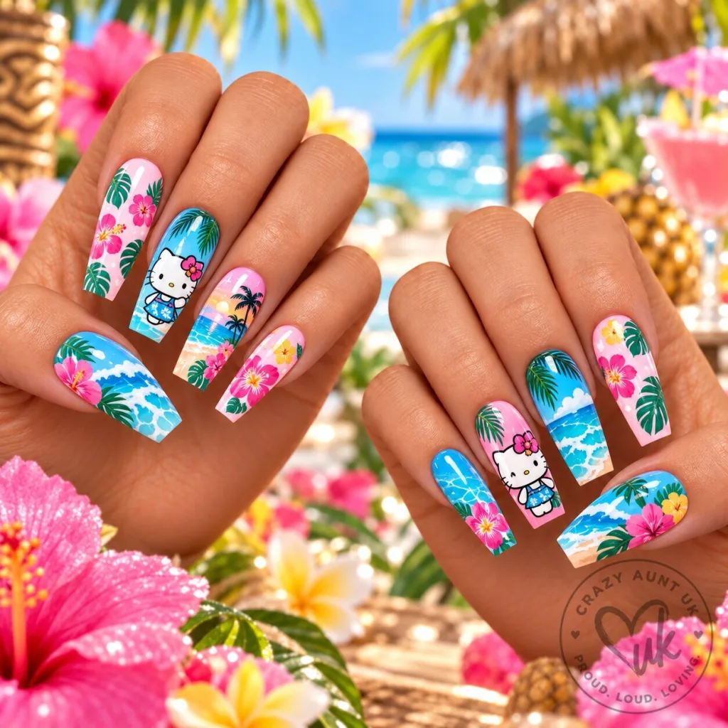 Hello Kitty Tropical Paradise Summer Beach Press-On Nails Set