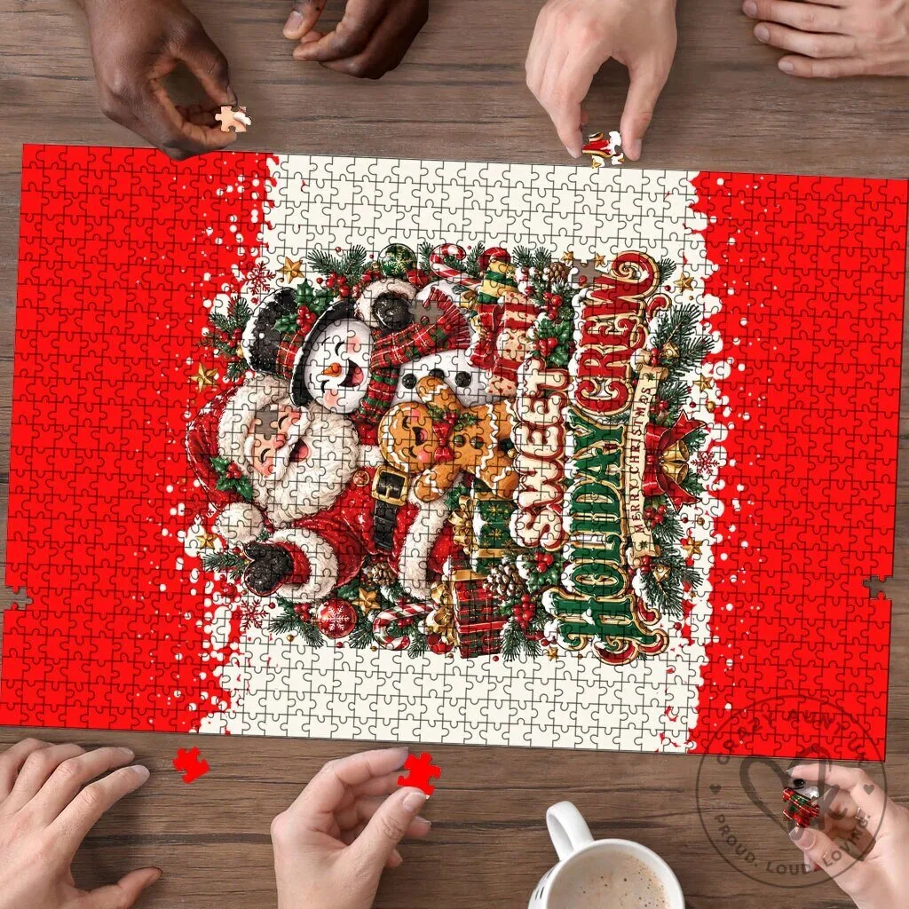 Sweet Holiday Crew Merry Christmas Santa Snowman Gingerbread Puzzle 6 Sweet Holiday Crew Merry Christmas Santa Snowman Gingerbread Puzzle