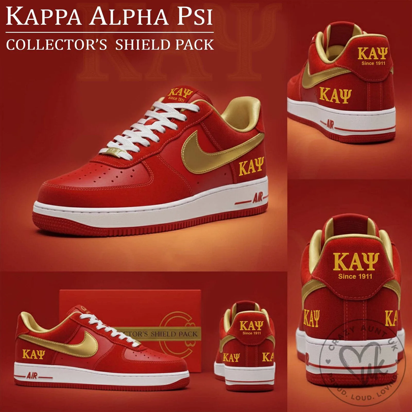 Kappa Alpha Psi Fraternity Red and Gold Custom Sneakers