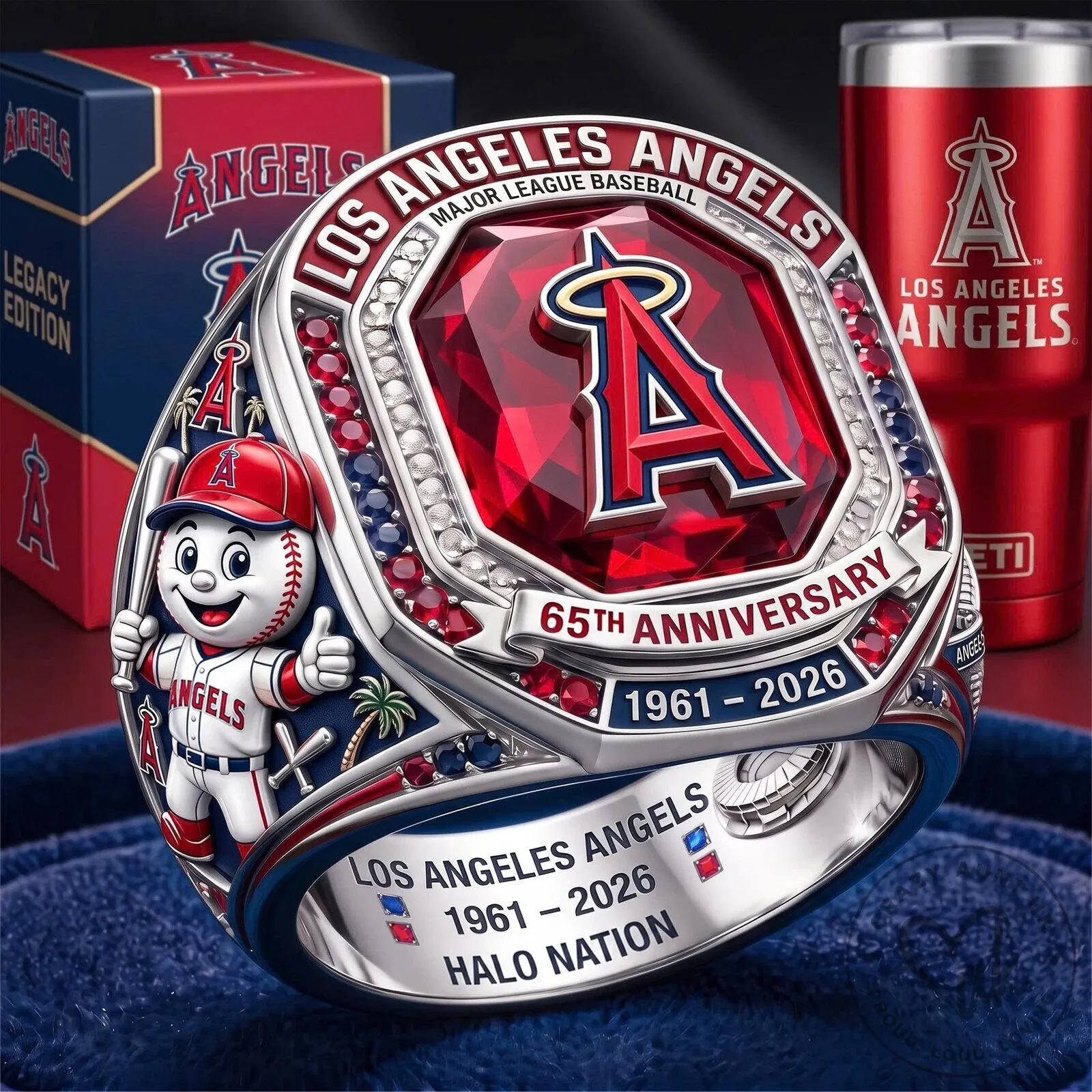 Los Angeles Angels 65th Anniversary Major League Baseball Championship Ring 3 Los Angeles Angels 65th Anniversary Major League Baseball Championship Ring
