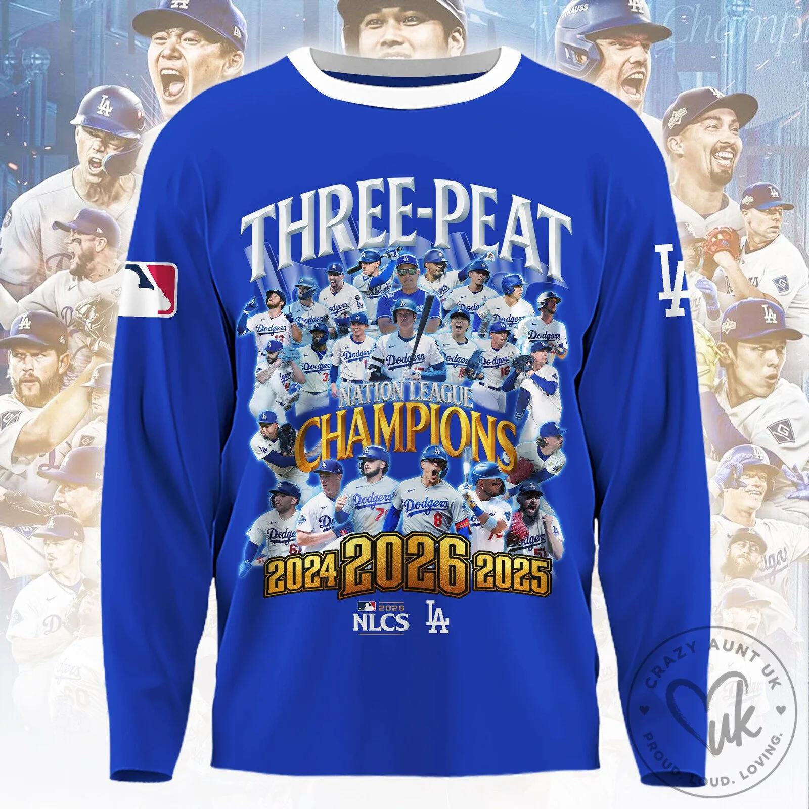Los Angeles Dodgers Three-Peat National League Champions 2024 2025 2026 Long Sleeve Shirt 2 Los Angeles Dodgers Three-Peat National League Champions 2024 2025 2026 Long Sleeve Shirt