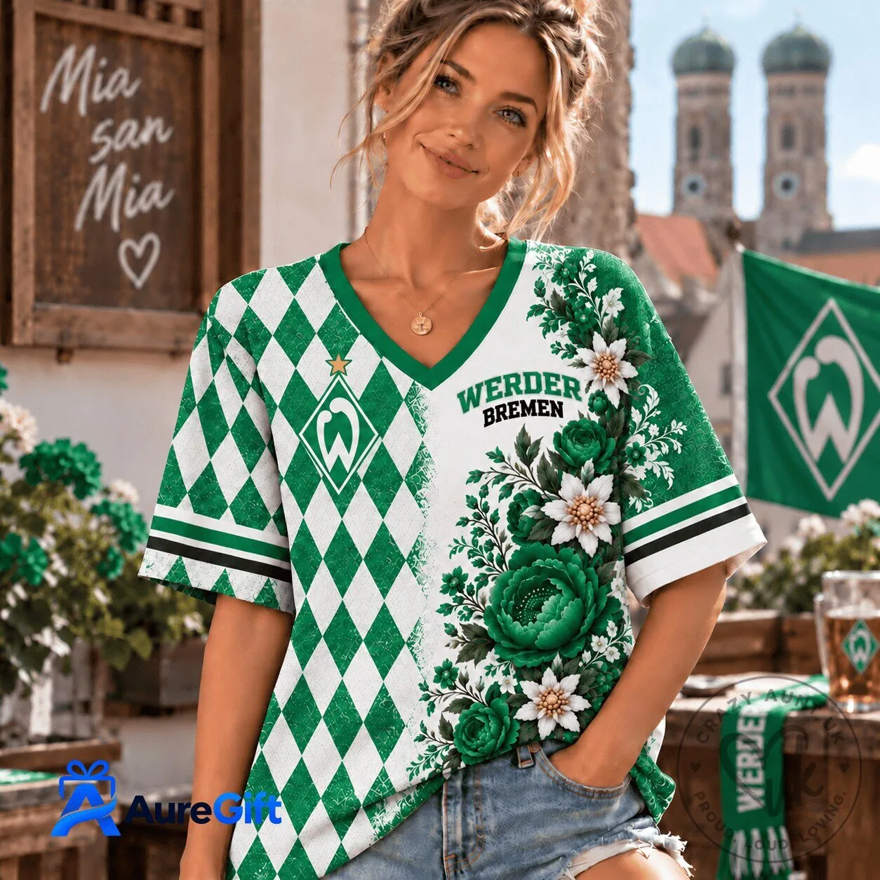 Werder Bremen Bundesliga Matchday Personalized Name V-neck T-shirt