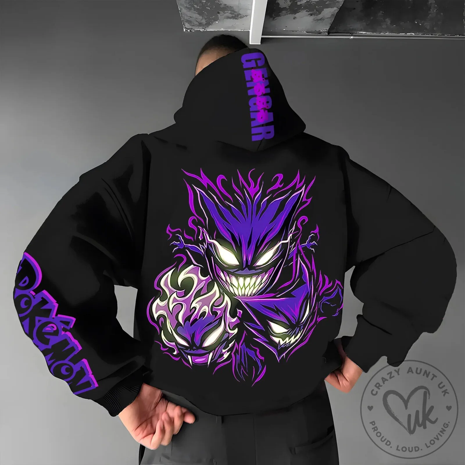 Pokemon Gengar Ghost Type Graphic Black Unisex Hoodie