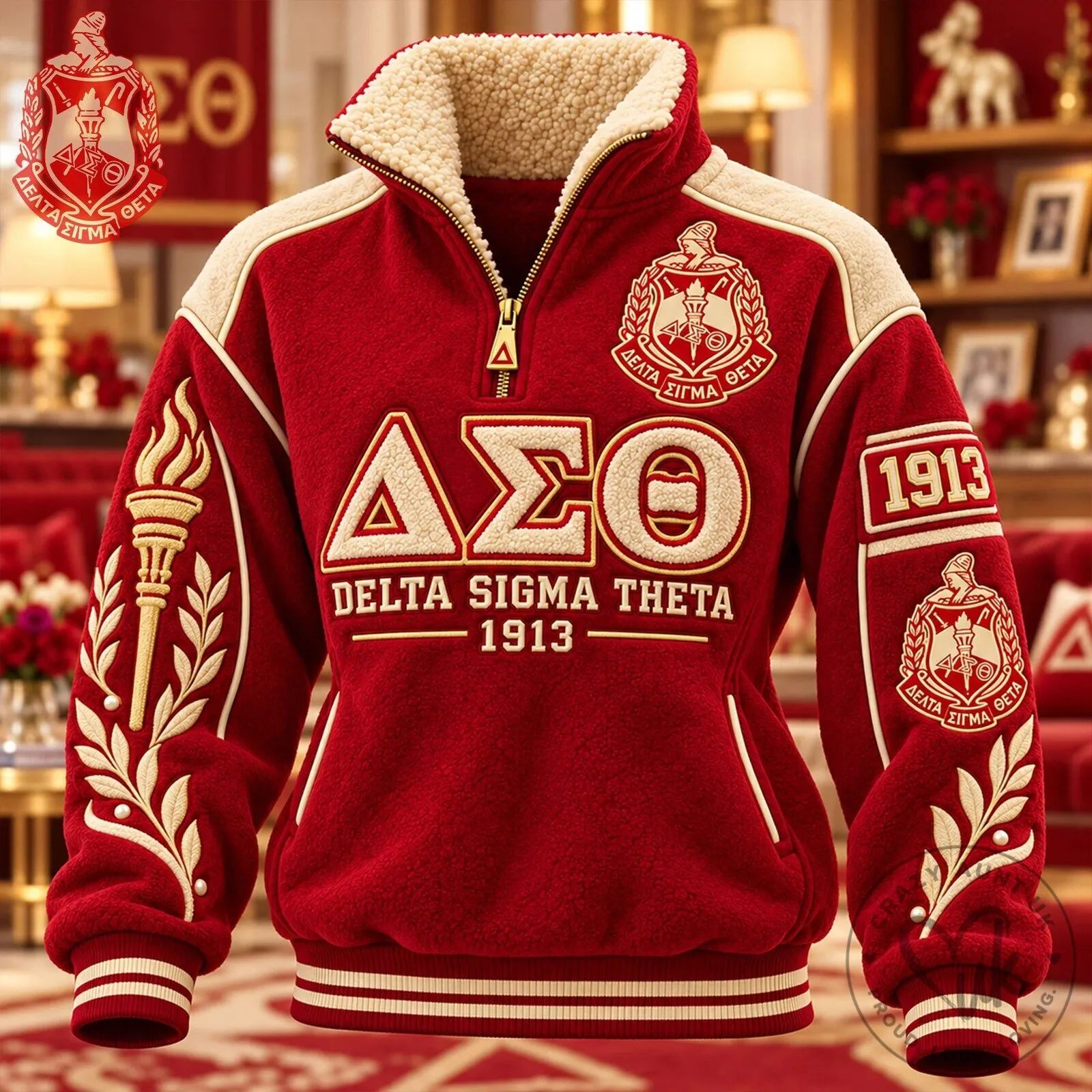 Delta Sigma Theta Sorority 1913 Sherpa Collar Pullover Sweatshirt 5 Delta Sigma Theta Sorority 1913 Sherpa Collar Pullover Sweatshirt