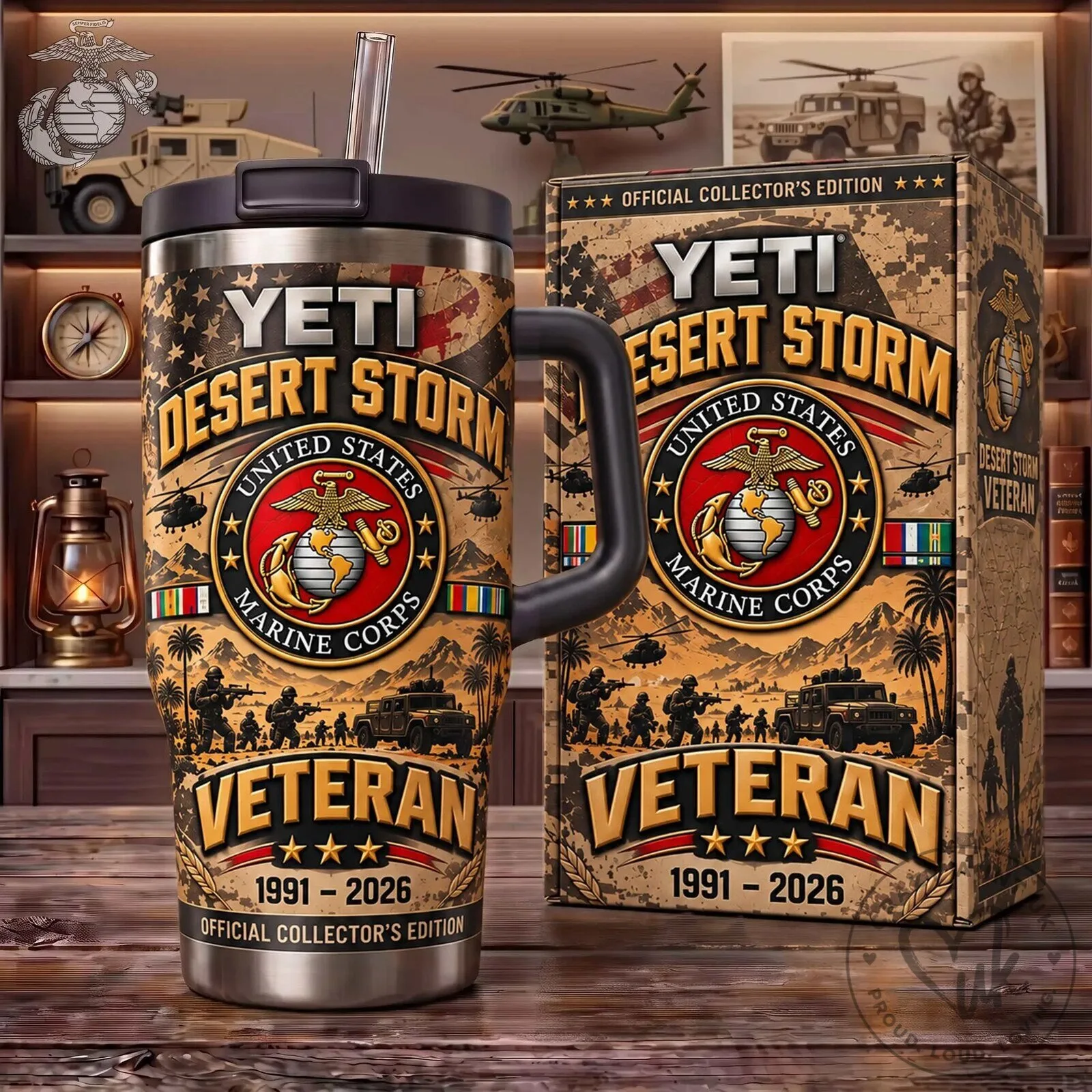 Stainless Steel Tumbler for United States Marine Corps Desert Storm Veteran 1991-2026
