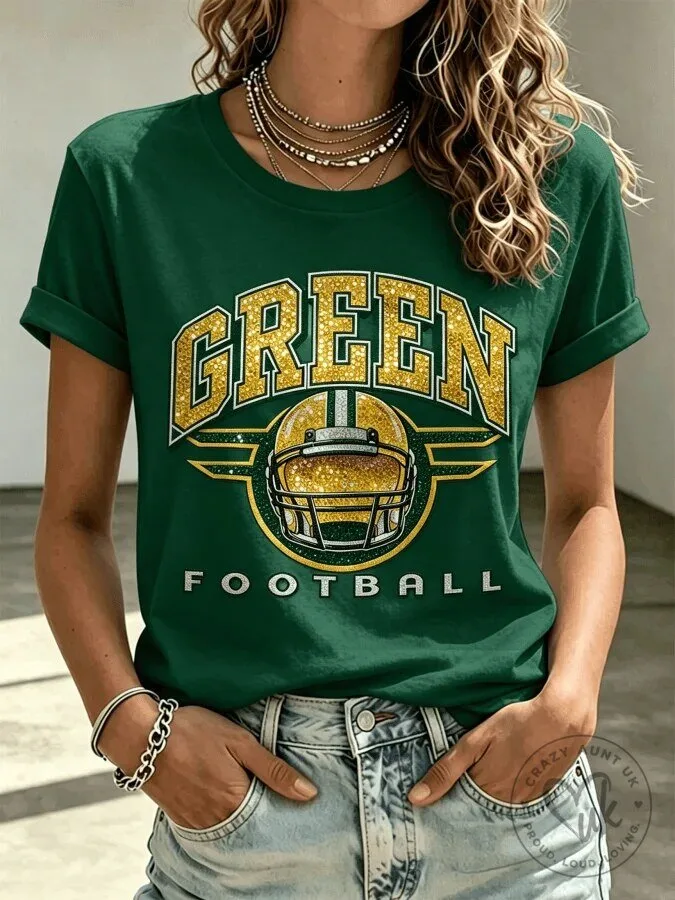 Green Bay Football Glitter Helmet Graphic Women's Short Sleeve T-Shirt