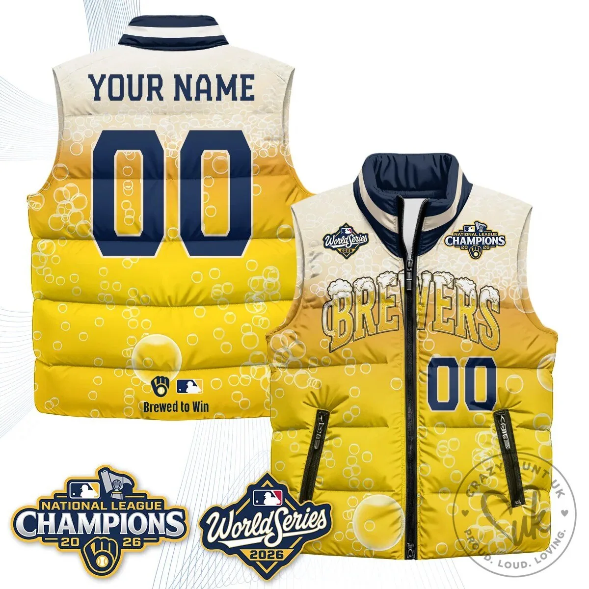 2026 National League Champions Puffer Vest - Milwaukee Brewers 9 2026 National League Champions Puffer Vest - Milwaukee Brewers