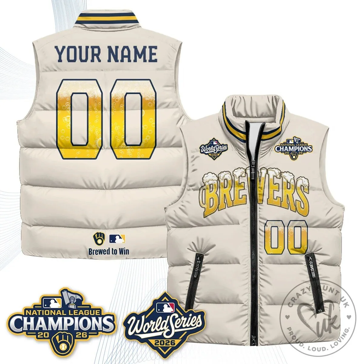 2026 National League Champions Puffer Vest - Milwaukee Brewers 10 2026 National League Champions Puffer Vest - Milwaukee Brewers