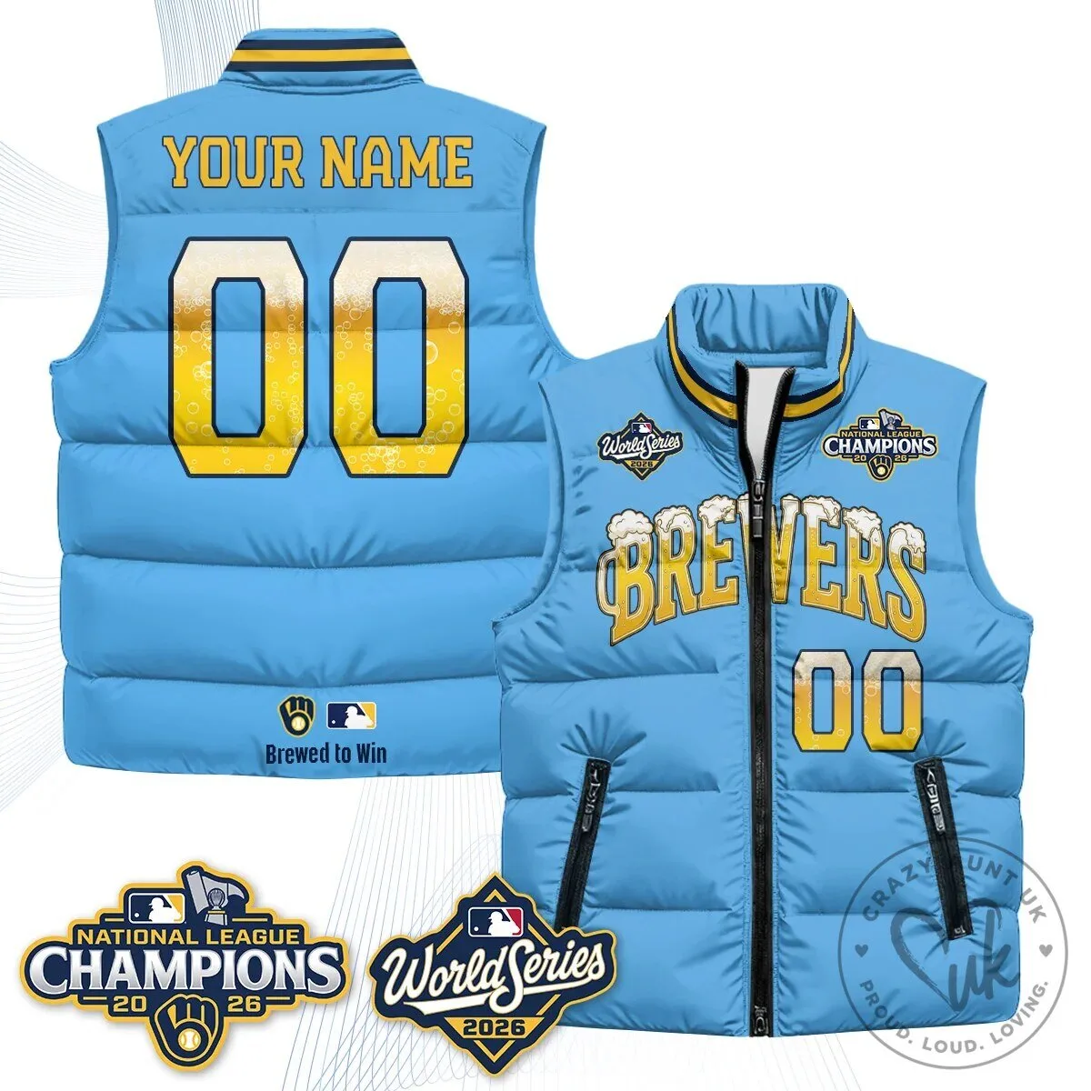 2026 National League Champions Puffer Vest - Milwaukee Brewers 11 2026 National League Champions Puffer Vest - Milwaukee Brewers