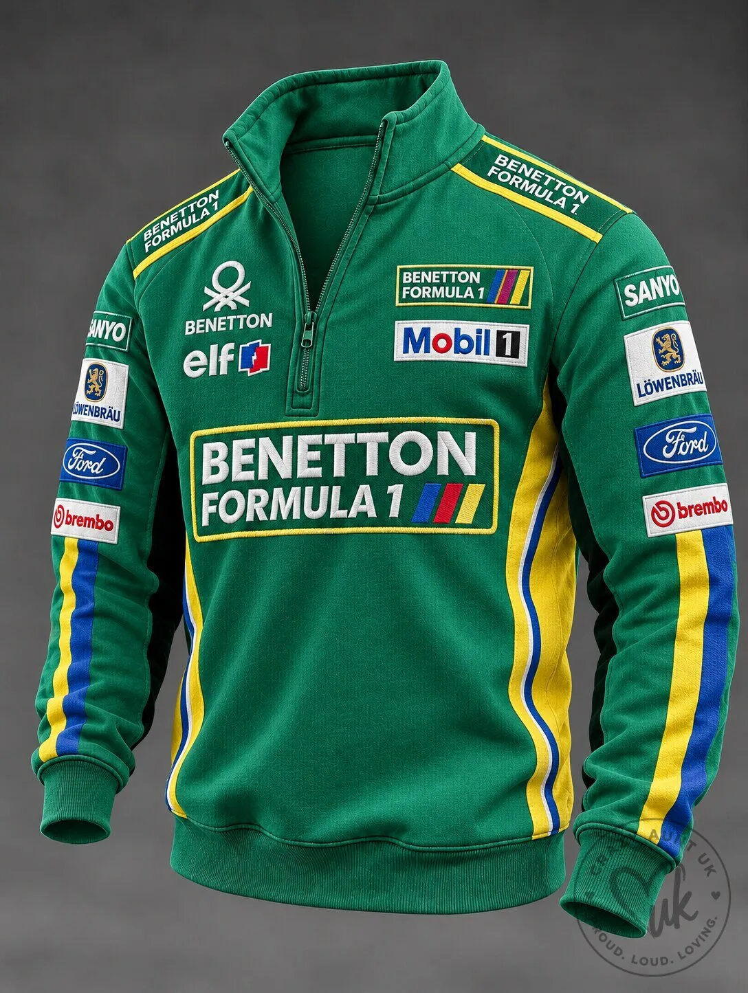 Benetton Formula 1 Racing Team Green Quarter-Zip Sweatshirt