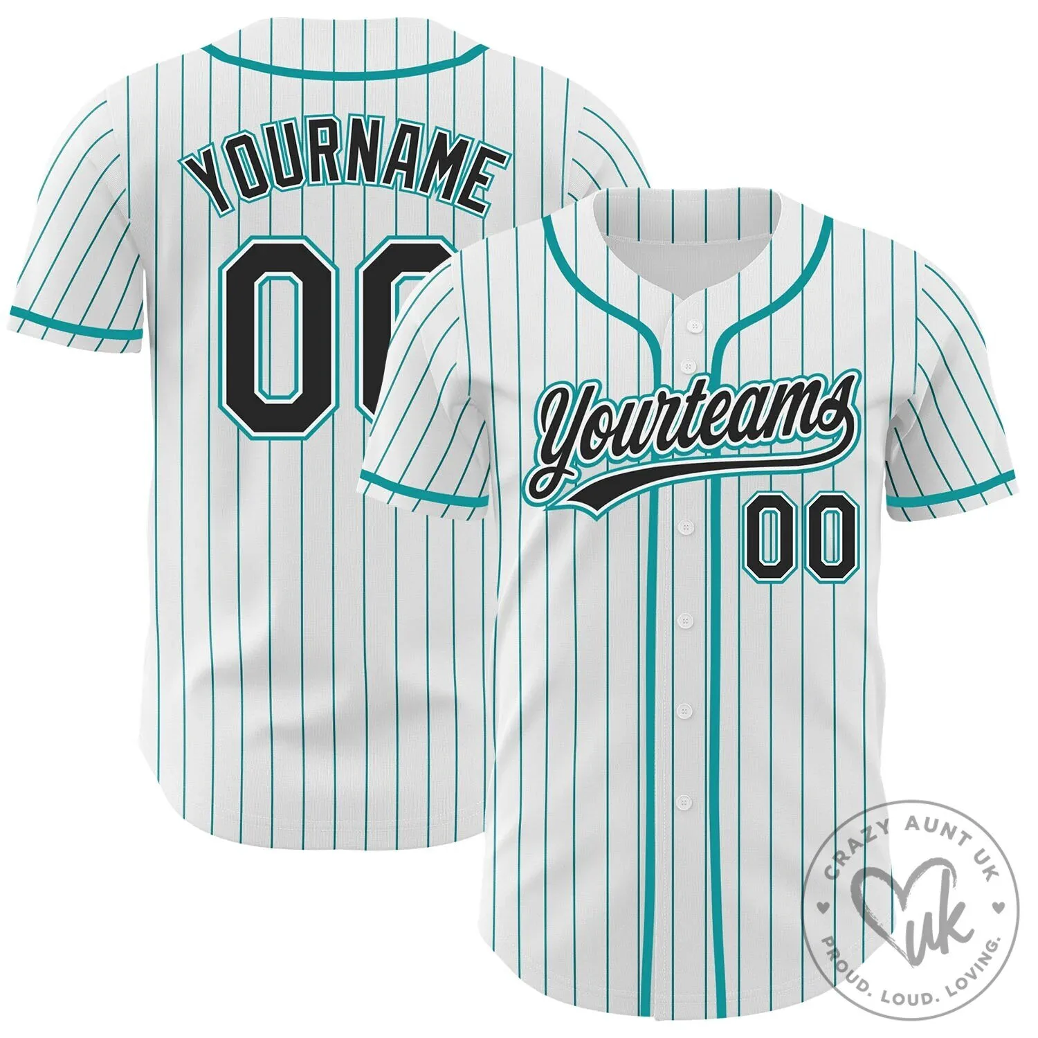 Custom White Teal Pinstripe Authentic Baseball Jersey
