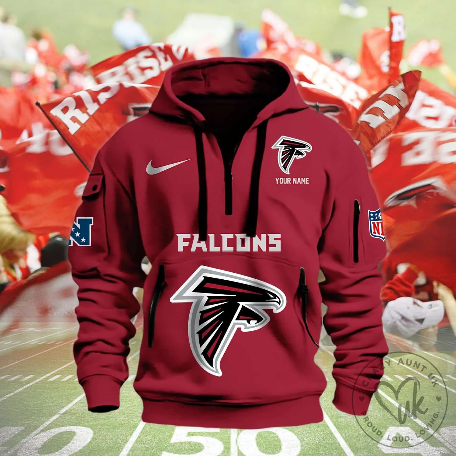 Atlanta Falcons NFL Football Team Red Pullover Hoodie