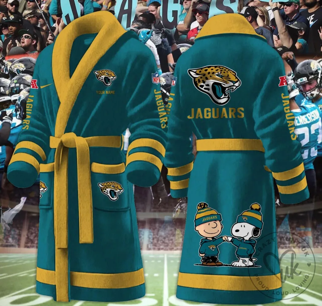 Jacksonville Jaguars NFL Football Team Fleece Bathrobe Jacksonville Jaguars NFL Football Team Fleece Bathrobe