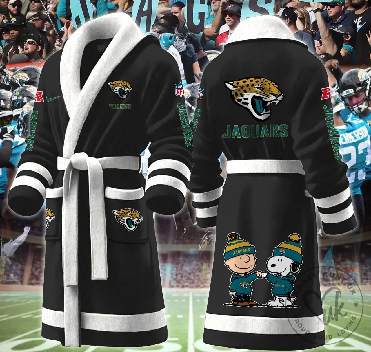 Jacksonville Jaguars NFL Football Team Fleece Bathrobe 15 Jacksonville Jaguars NFL Football Team Fleece Bathrobe