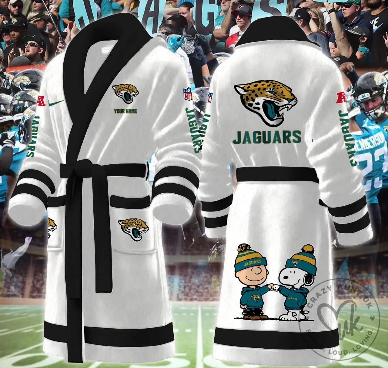 Jacksonville Jaguars NFL Football Team Fleece Bathrobe 17 Jacksonville Jaguars NFL Football Team Fleece Bathrobe