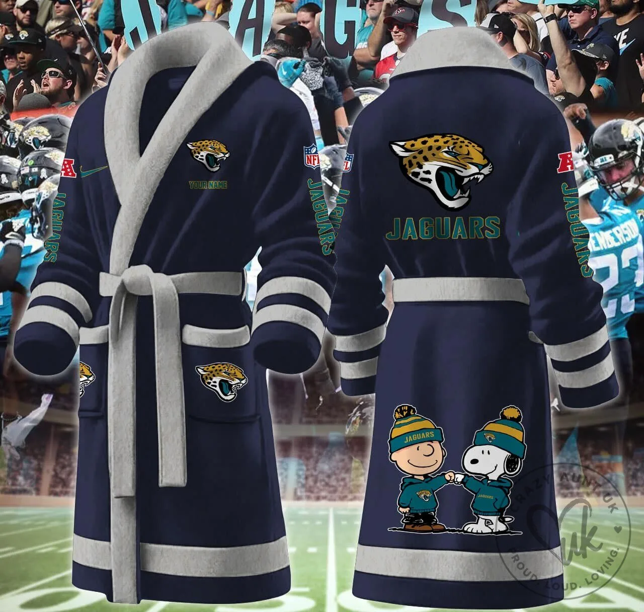 Jacksonville Jaguars NFL Football Team Fleece Bathrobe 18 Jacksonville Jaguars NFL Football Team Fleece Bathrobe