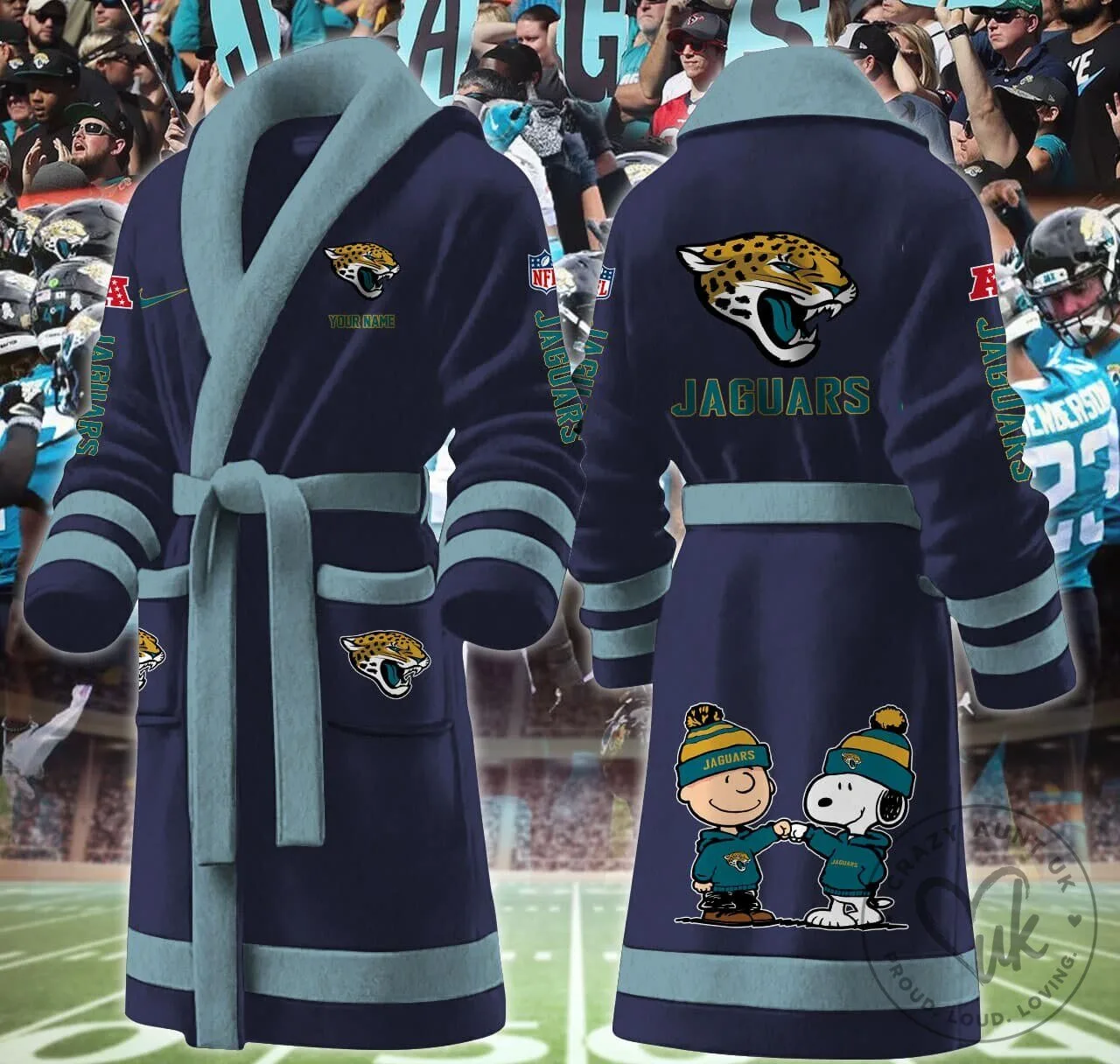 Jacksonville Jaguars NFL Football Team Fleece Bathrobe 19 Jacksonville Jaguars NFL Football Team Fleece Bathrobe