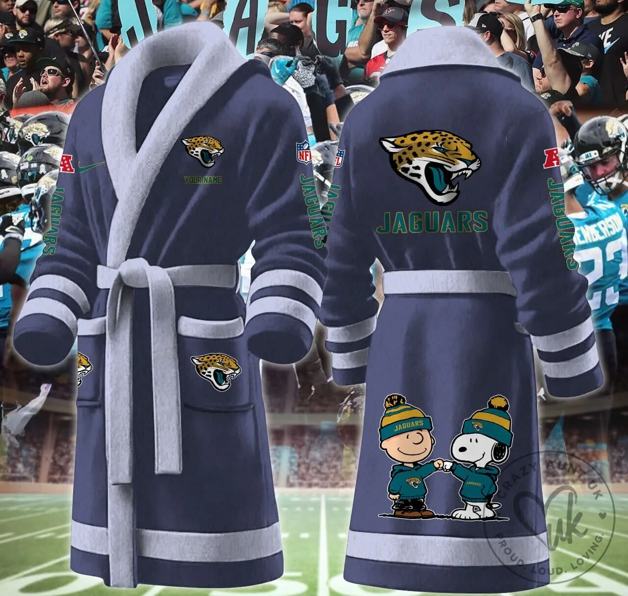 Jacksonville Jaguars NFL Football Team Fleece Bathrobe 20 Jacksonville Jaguars NFL Football Team Fleece Bathrobe