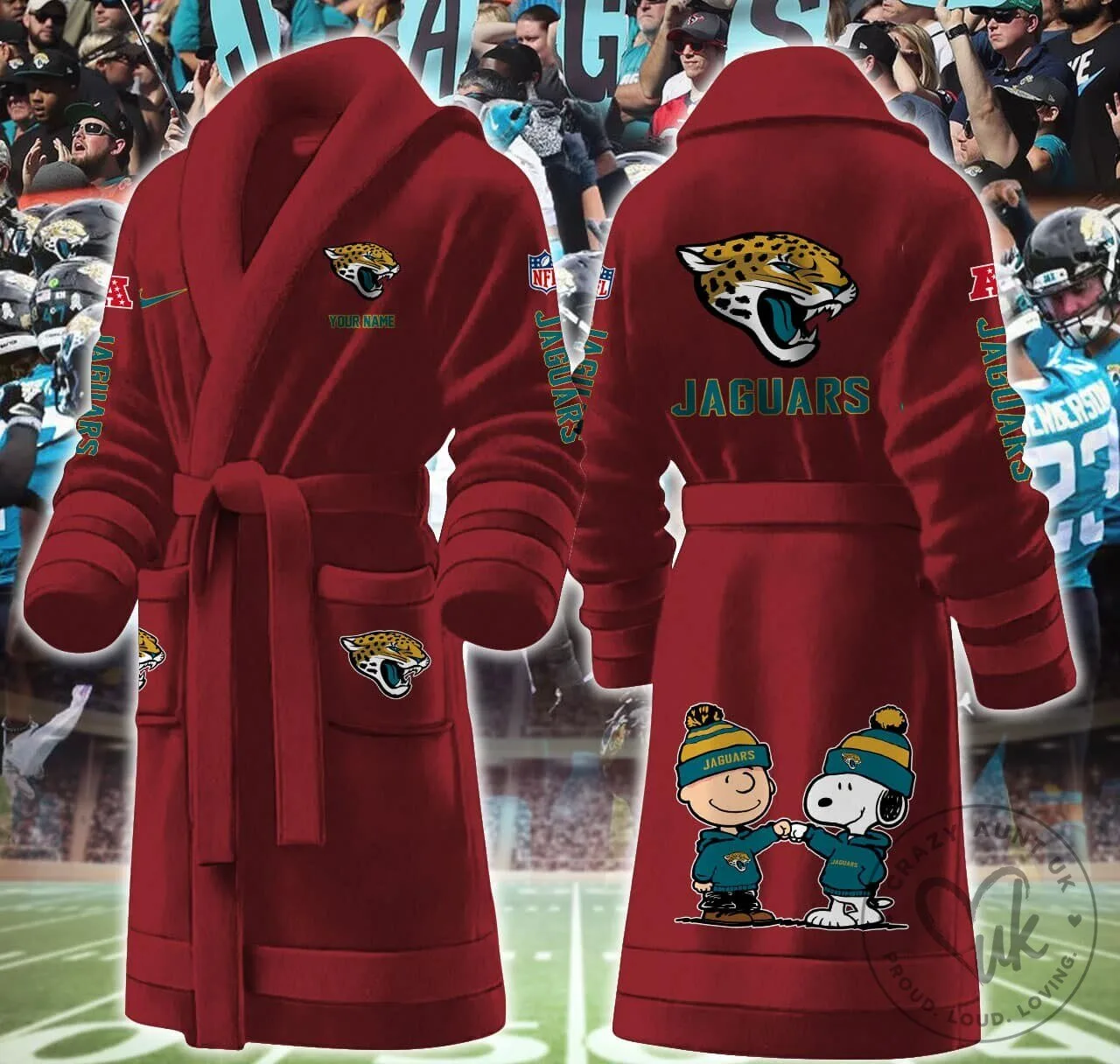 Jacksonville Jaguars NFL Football Team Fleece Bathrobe 21 Jacksonville Jaguars NFL Football Team Fleece Bathrobe