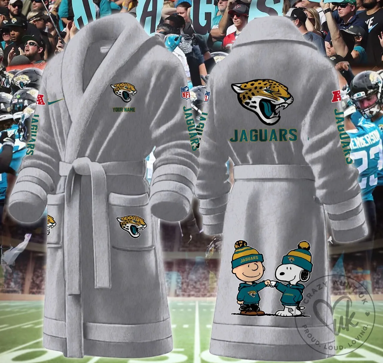 Jacksonville Jaguars NFL Football Team Fleece Bathrobe 22 Jacksonville Jaguars NFL Football Team Fleece Bathrobe