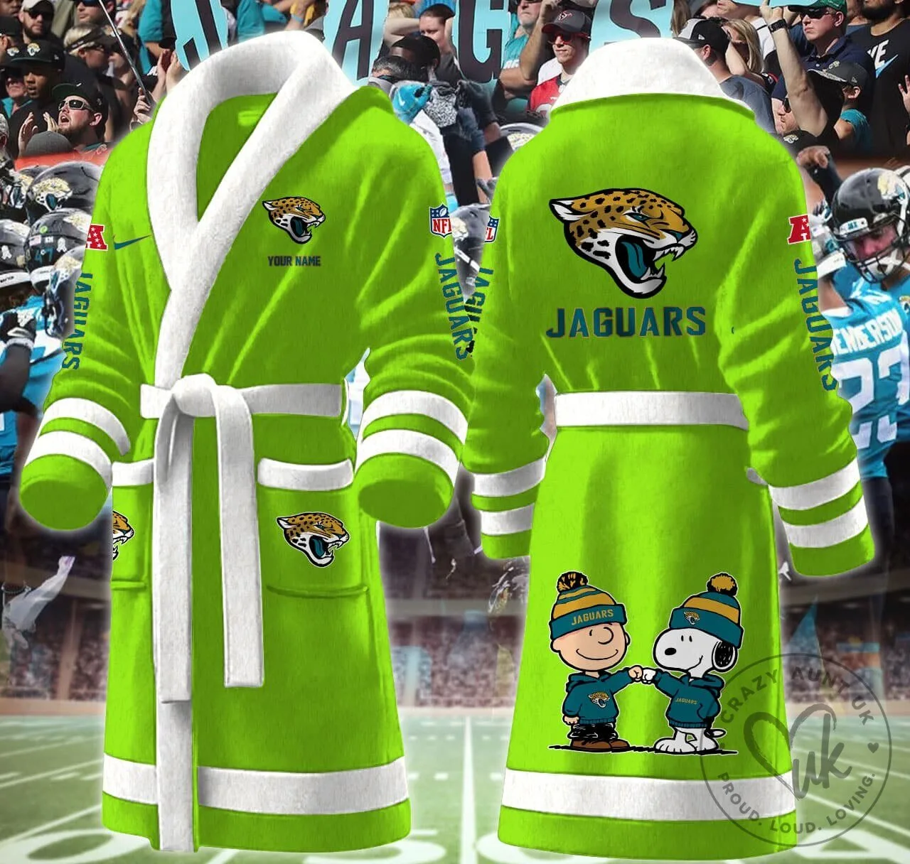 Jacksonville Jaguars NFL Football Team Fleece Bathrobe 23 Jacksonville Jaguars NFL Football Team Fleece Bathrobe