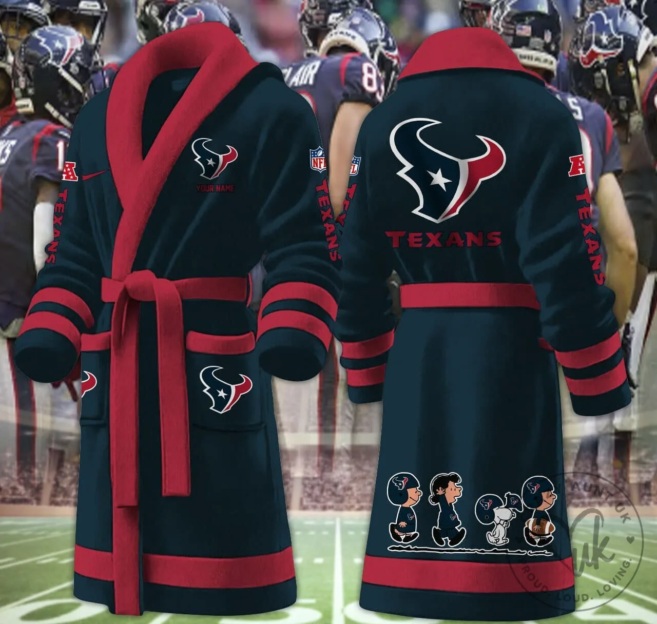 Houston Texans Snoopy Peanuts Football Team Fan Adult Bathrobe