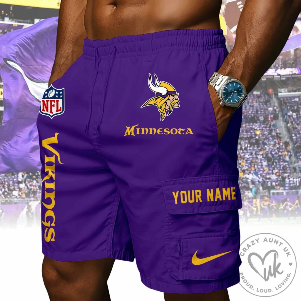 Minnesota Vikings NFL Football Team Logo Purple Athletic Shorts Minnesota Vikings NFL Football Team Logo Purple Athletic Shorts