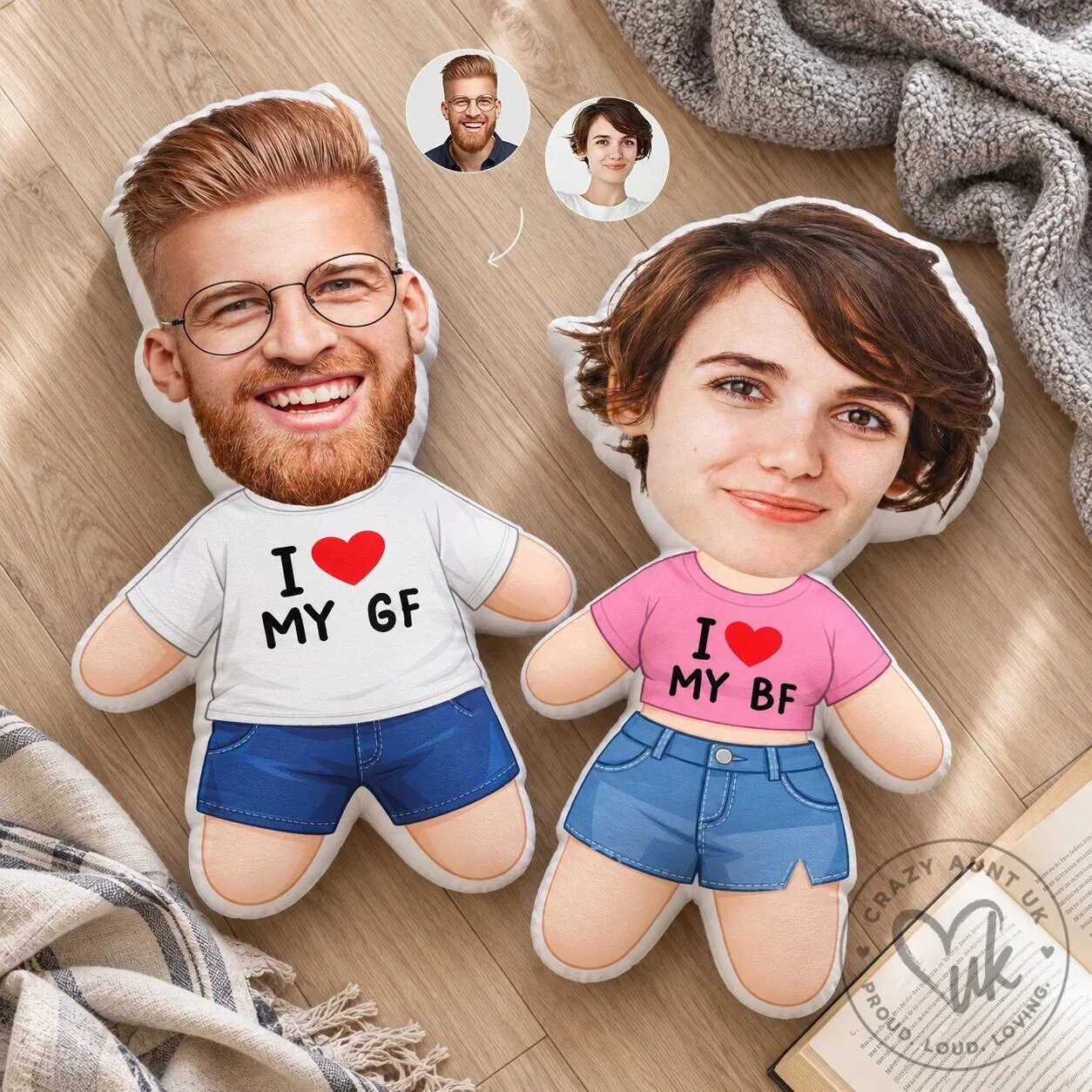 Personalized Couple Photo Face Body Pillow - Custom Boyfriend Girlfriend Gift