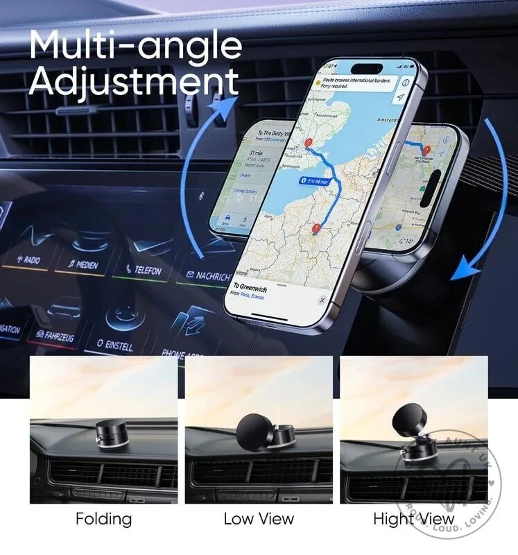 Magnetic Car Phone Mount for Dashboard and Air Vent Multi-Angle Adjustment