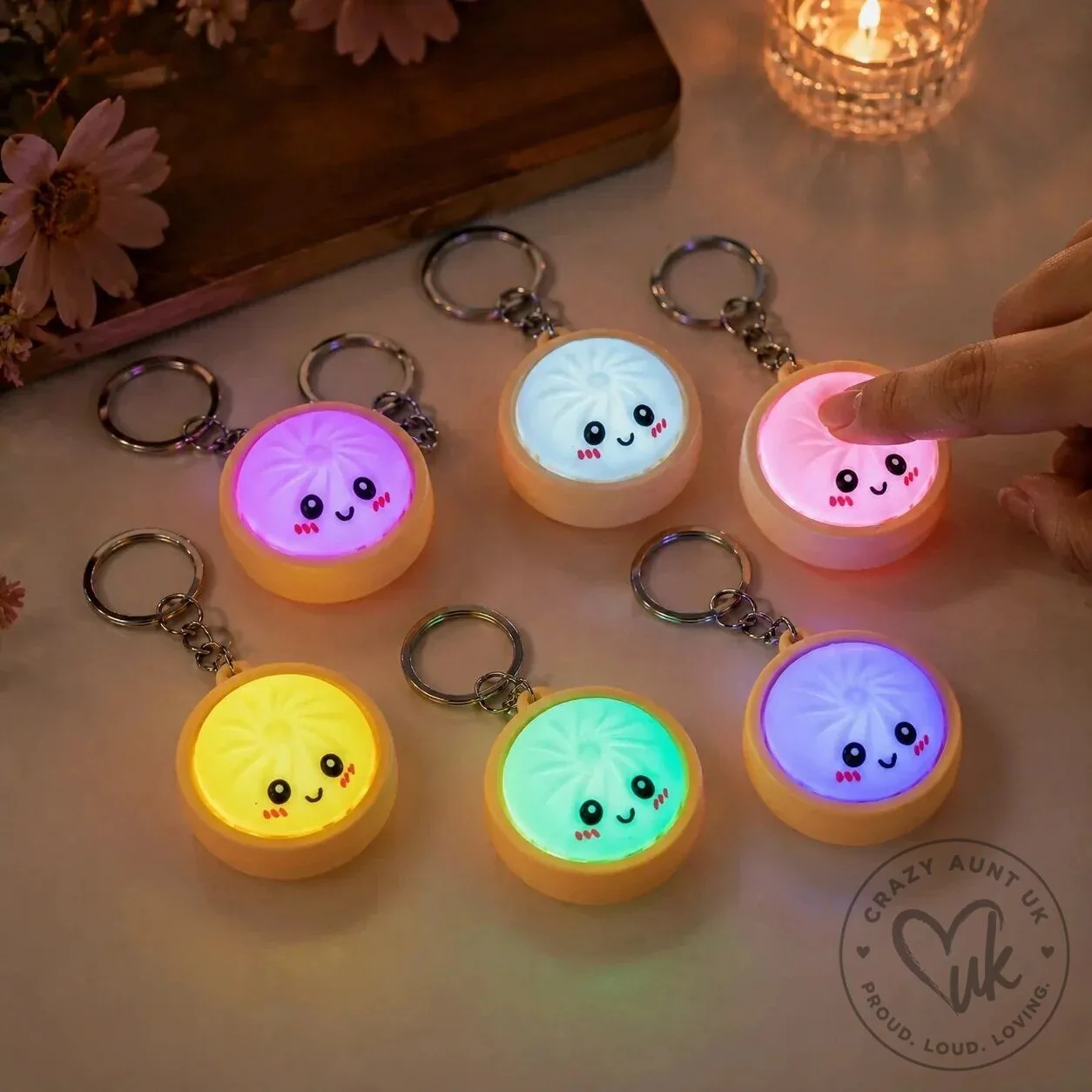 Cute Dumpling Pressable Fidget Keychain with Touch Sensing Light