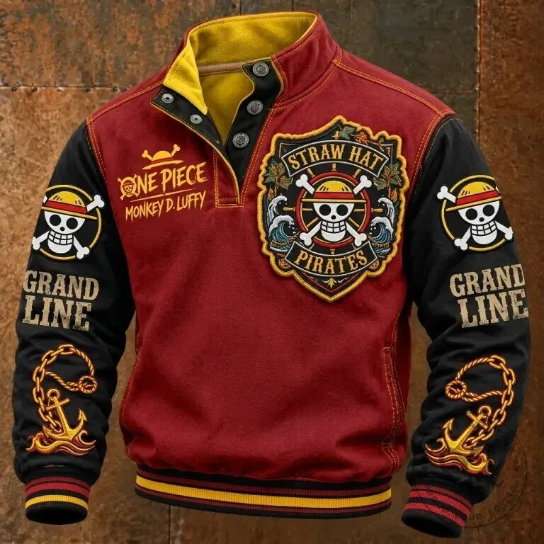 One Piece Monkey D. Luffy Straw Hat Pirates Grand Line Bomber Jacket