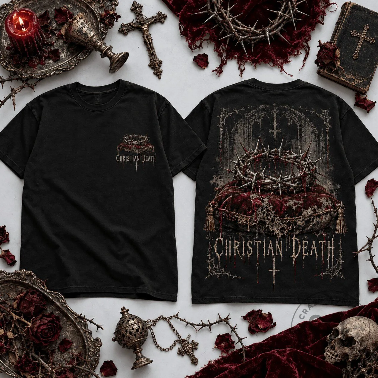 Christian Death Crown of Thorns Gothic Decay Black T-Shirt for Rock Lovers