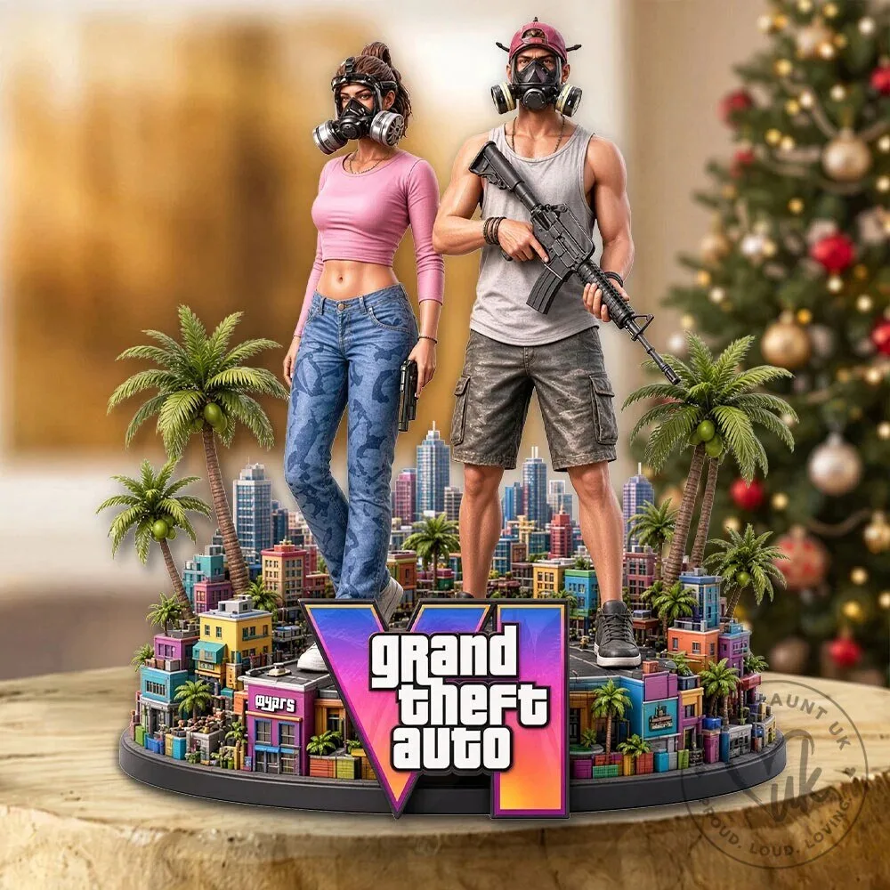 Acrylic Plaque Featuring Characters from Grand Theft Auto VI Video Game