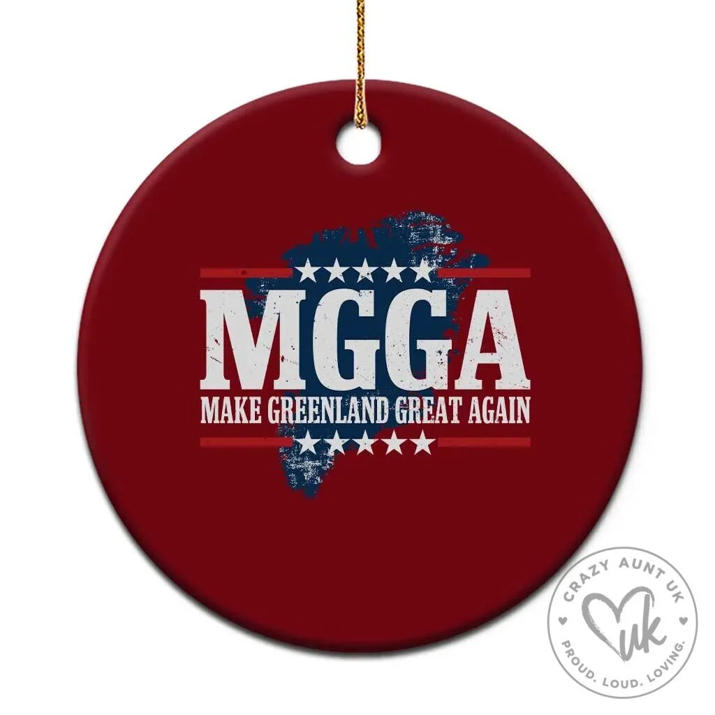 Make Greenland Great Again MGGA Political Map Graphic Ceramic Ornament