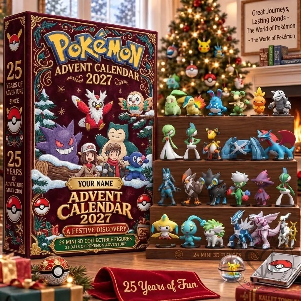 Pokemon Advent Calendar 2027 with 25 Mini 3D Collectible Figures Christmas Gift