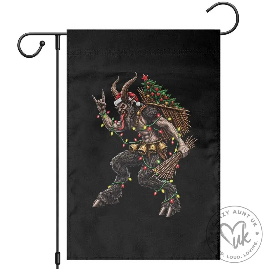 Krampus Christmas Rock On Heavy Metal Dark Fantasy Alpine Monster Garden Flag
