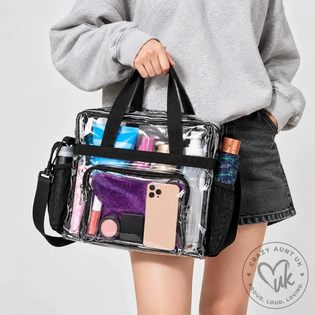 Clear Crossbody Shoulder Bag Stadium Approved Transparent Tote Bag with Adjustable Strap